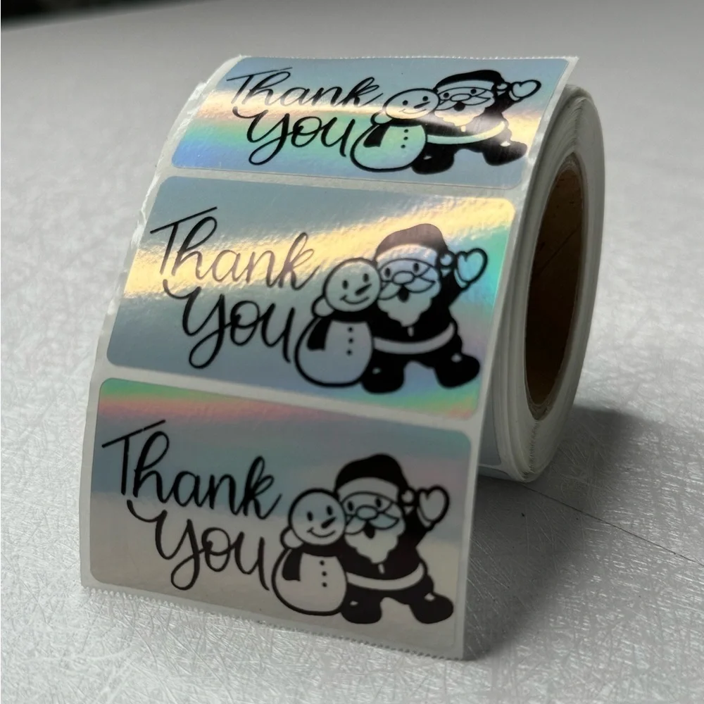 100 Thank You Christmas Stickers, Envelope Seals, Labels, Tags, Stamps,2.25